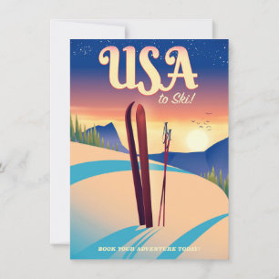 VS "Om te skiën" Reisposter in vintage stijl Kaart