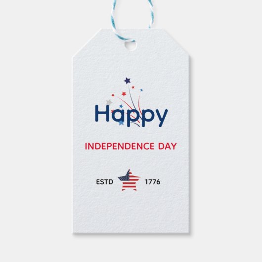 VS Onafhankelijkheidsdag 4 juli Groeten Cadeaulabel (Voorkant)