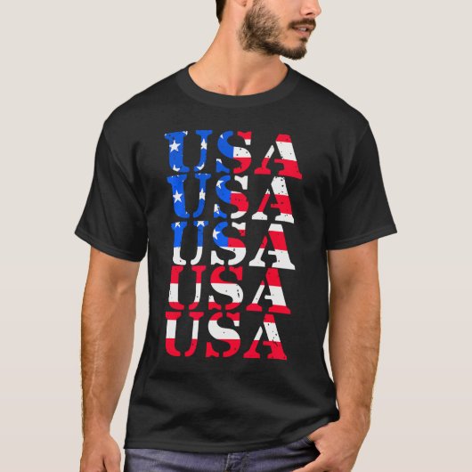 VS ongerust Amerikaanse vlag Patriottische Vierde T-shirt (Voorkant)