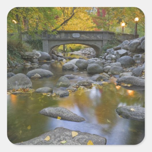 VS, Oregon, Ashland, Lithia Park. Herfst Vierkante Sticker (Voorkant)