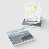 VS, Oregon, Bandon Beach. Seagull op rock Stenen Onderzetter (Zijkant)