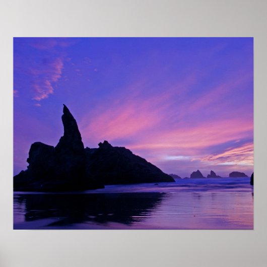 VS, Oregon, Bandon Beach. Silhouet van zee Poster (Voorkant)