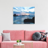 VS, Oregon, Bandon Beach. Zeemeeuw op rots Canvas Afdruk (Insitu (Woonkamer))