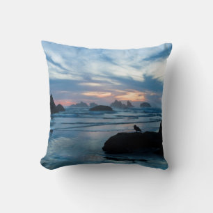 VS, Oregon, Bandon Beach. Zeemeeuw op rots Kussen