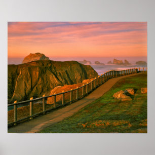 VS, Oregon, Bandon. Rotsen bekeken vanuit Trail Poster