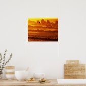 VS, Oregon, Bandon. Zonnestraal over golven en zee Poster (Keuken)
