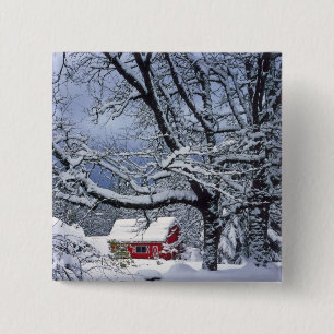 VS, Oregon, Clackamas County. Verse sneeuw bedekt Vierkante Button 5,1 Cm