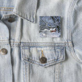 VS, Oregon, Clackamas County. Verse sneeuw Vierkante Button 5,1 Cm (In situ)
