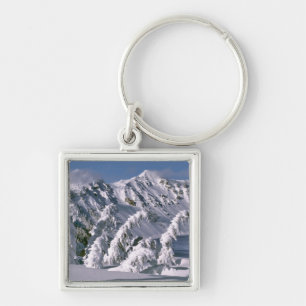 VS, Oregon, Crater Lake NP. Bomen buigen onder de Sleutelhanger