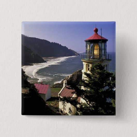 VS, Oregon, Florence. Heceta Head Lighthouse Vierkante Button 5,1 Cm (Voorkant)