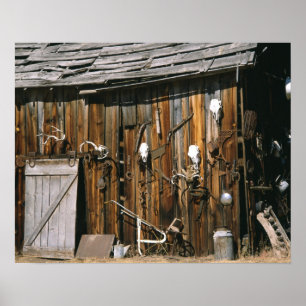 VS, Oregon, Harney County. Oude stal voor rijtuige Poster