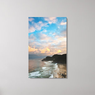 VS, Oregon. Heceta Head Lighthouse 's ochtends Canvas Afdruk