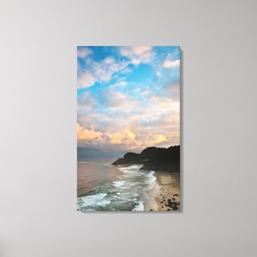 VS, Oregon. Heceta Head Lighthouse 's ochtends Canvas Afdruk (Voorkant)