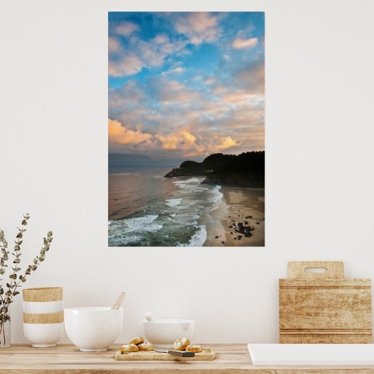 VS, Oregon. Heceta Head-vuurtoren in de ochtend Poster (Keuken)