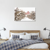 VS, Oregon, Hood River. Sneeuw bedekte appel Canvas Afdruk (Insitu (Slaapkamer))