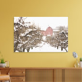 VS, Oregon, Hood River. Sneeuw bedekte appel Canvas Afdruk (Insitu (Woonkamer))