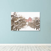 VS, Oregon, Hood River. Sneeuw bedekte appel Canvas Afdruk (Insitu (Houten vloer))