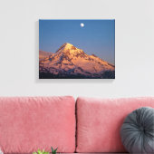 VS, Oregon, Mt Hood. Zonsondergang creëert alpengl Canvas Afdruk (Insitu (Woonkamer))