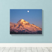 VS, Oregon, Mt Hood. Zonsondergang creëert alpengl Canvas Afdruk (Insitu (Houten vloer))