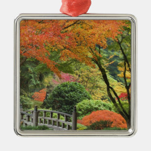 VS, Oregon, Portland. Houten brug en esdoorn Metalen Ornament