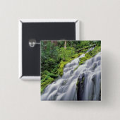 VS, Oregon, Proxy Falls. Proxy Falls stroomt Vierkante Button 5,1 Cm (Voorkant /achterkant)