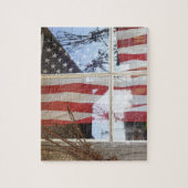 VS, Oregon, Shaniko. Markering in venster naast Legpuzzel (Verticaal)