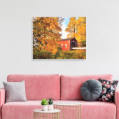 VS, Oregon. Shimanek bedekte brug 's morgens Canvas Afdruk (Insitu (Woonkamer))