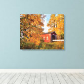 VS, Oregon. Shimanek bedekte brug 's morgens Canvas Afdruk (Insitu (Houten vloer))