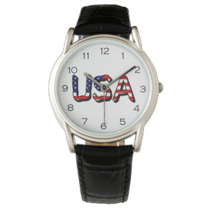 VS overlay op Amerikaanse vlag Black Numbers afwez Horloge