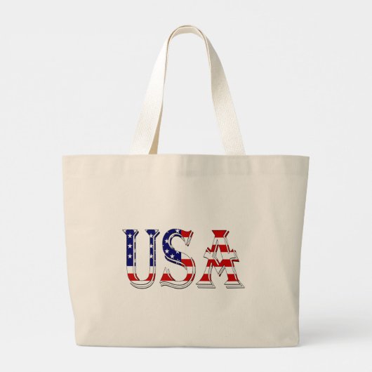 VS overlay op US Flag jitcnt Grote Tote Bag (Achterkant)