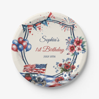 VS Patriotische 4 juli verjaardag papieren borden Bordje