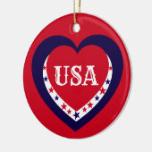 VS Patriottisch Rood Wit Blauw Hart Kerstmis Keramisch Ornament (Links)