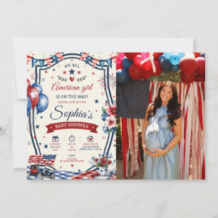 VS Patriottische 4 juli baby shower feest uitnodig Kaart
