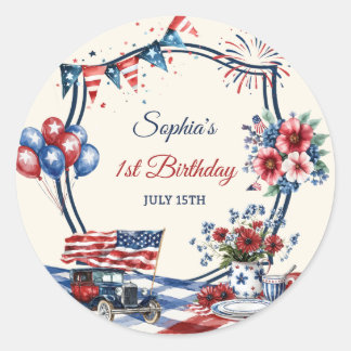 VS Patriottische 4 juli verjaardag Ronde Sticker
