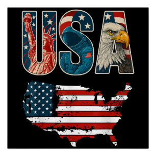 VS Patriottische Verenigde Staten 4 juli Amerikaan Perfect Poster