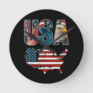 VS Patriottische Verenigde Staten 4 juli Amerikaan Ronde Klok