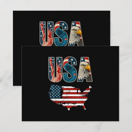 VS Patriottische Verenigde Staten 4 juli Amerikaan RSVP Kaartje (Voorkant / Achterkant)