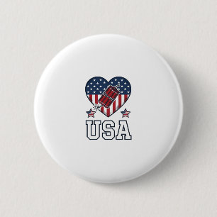 VS Patriottische Vuurwerk Hart Vintage Vector T-sh Ronde Button 5,7 Cm