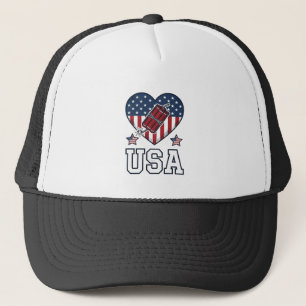 VS Patriottische Vuurwerk Hart Vintage Vector T-Sh Trucker Pet