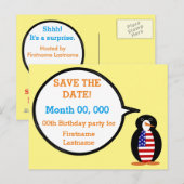 VS Praten Ms. Penguin Gepersonaliseerd Aankondigingskaart (Voorkant / Achterkant)