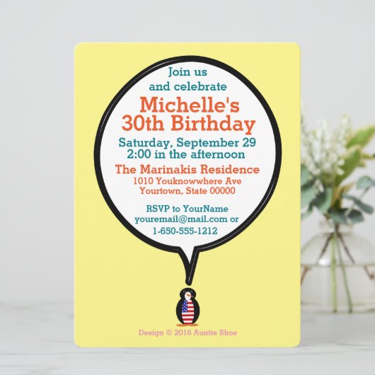 VS Praten Ms. Penguin Gepersonaliseerd Kaart (Staand voorkant)