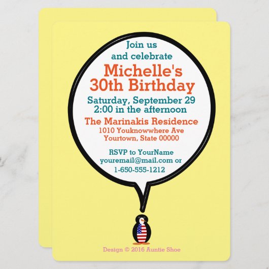 VS Praten Ms. Penguin Gepersonaliseerd Kaart (Voorkant / Achterkant)