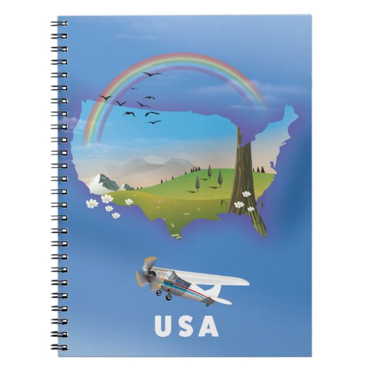 VS-reisaffiche geïllustreerd Notitieboek (Voorkant)