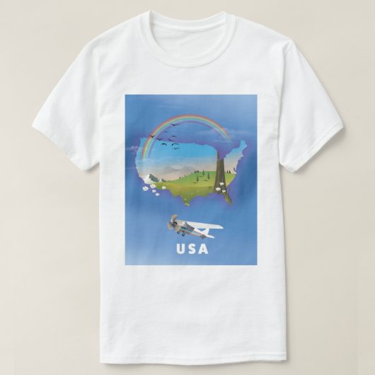 VS-reisaffiche geïllustreerd T-shirt (Design voorkant)