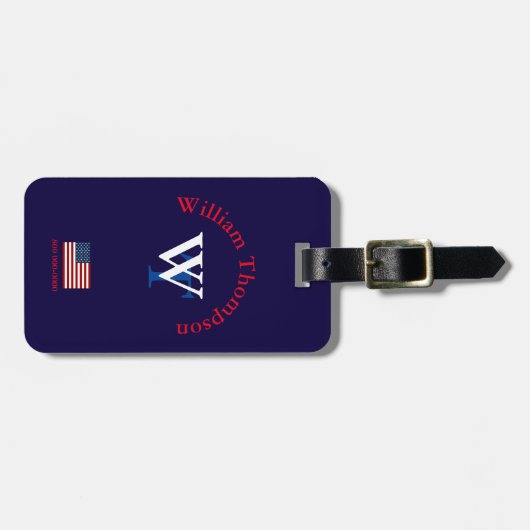 VS Reiziger gepersonaliseerd monogram Bagagelabel (Voorkant horizontaal)