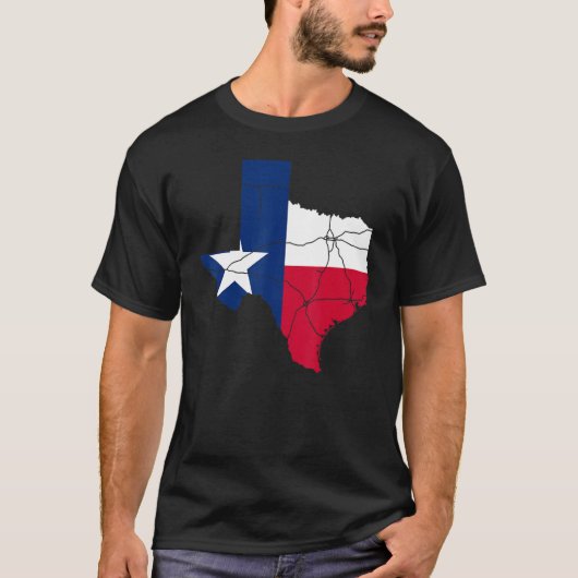 VS Retro Texas Flag Google Map America Mannen Wome T-shirt (Voorkant)