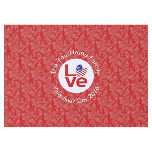 VS Rode LIEFDE Hart Vlag Gepersonaliseerde Tekst Tafelkleed (Voorkant (Horizontaal))