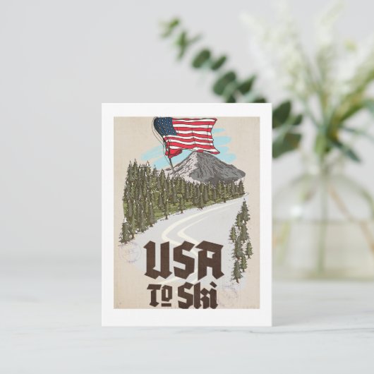 VS Skiën Briefkaart (Staand voorkant)