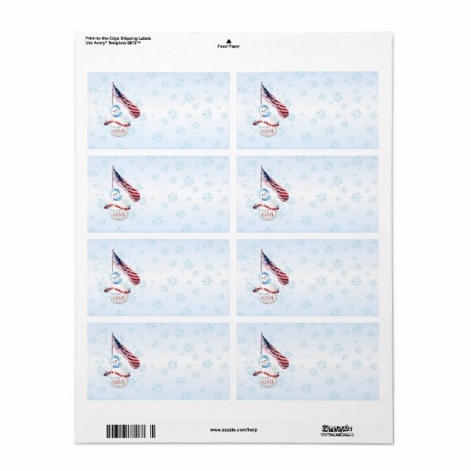 VS Snowman-kerstlabel Etiket (Full Sheet)