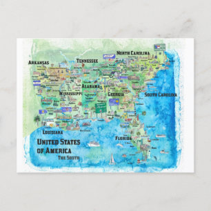 VS Southern States Travel Map Florida Briefkaart
